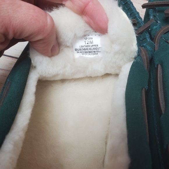New Vineyard Vines Mens 12M Green Suede Leather Shearling Lined Moc Slippers main image 10